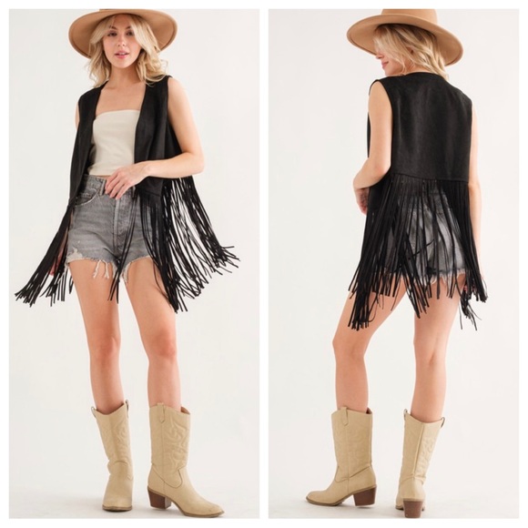 16 Retro Chic Western Fringe Suede Leather Vest Jacket - Picture 7 of 7